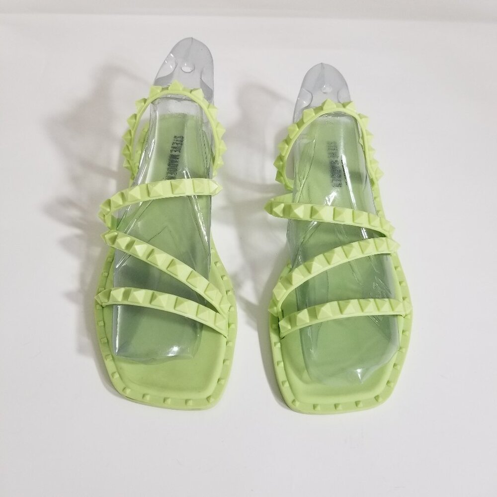 Steve Madden Skyler Neon Lime Green Studded Jelly Slides Womens Size 6 Shoes